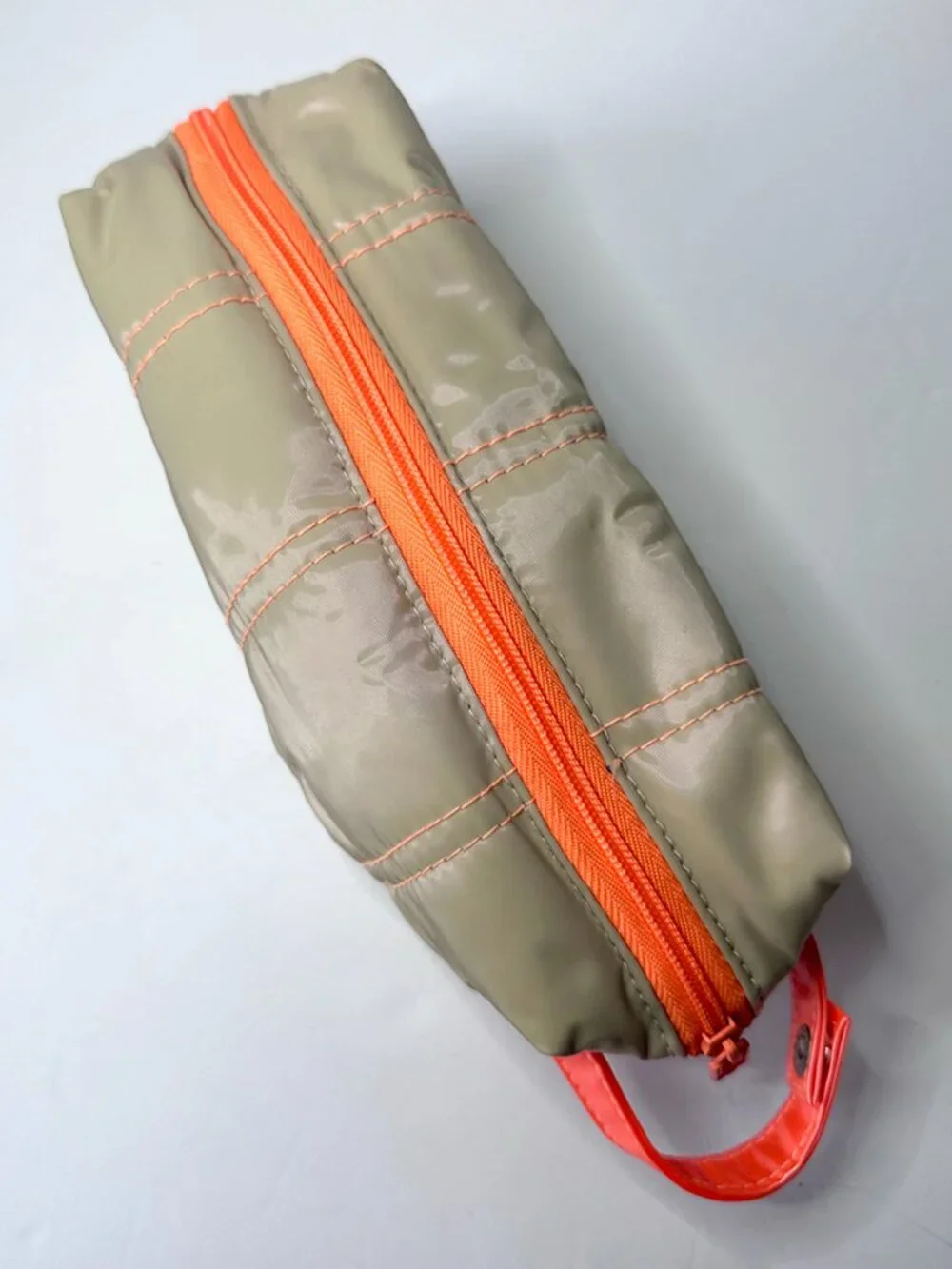 Clinique Beige & Bright Orange Makeup Cosmetic Travel Bag Zip Pouch Case